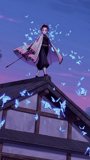 Shinobu, Butterflies, Kimetsu no Yaiba, 4k