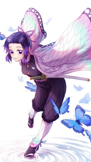 Shinobu Kocho from Kimetsu no Yaiba with butterflies