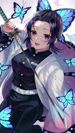 Shinobu, Butterflies, Katana, Kimetsu no Yaiba, 4k HD Phone Wallpaper ...