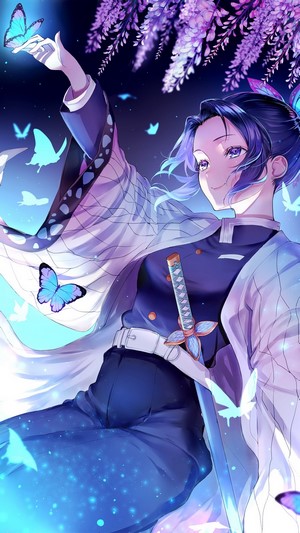 Shinobu Kocho, Butterflies, Kimetsu no Yaiba, 4k