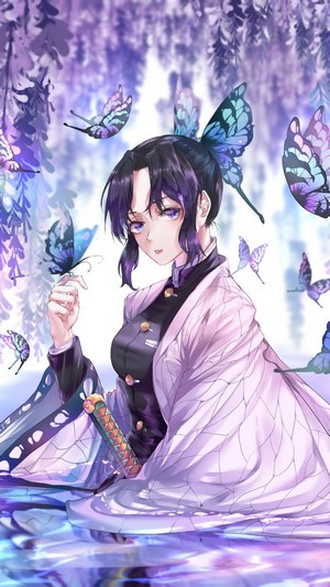 Shinobu Kocho, Kimetsu no Yaiba, Butterflies, 4k