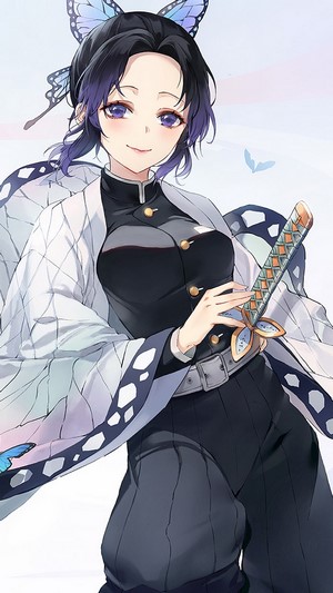 Shinobu Kocho from Kimetsu no Yaiba with Butterflies 4K