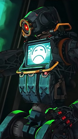 Pathfinder from Apex Legends with Sad Emoticon