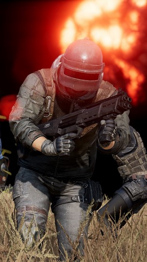 PUBG player with DBS shotgun during explosion