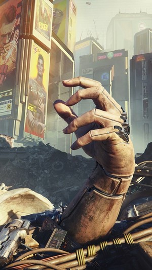 Cyberpunk 2077 Cybernetic Arm in City Rubble