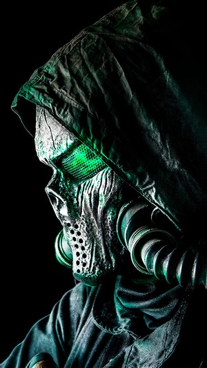 Chernobylite character in gas mask and hood