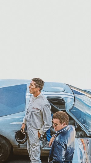 Christian Bale and Matt Damon in Ford v Ferrari 4K