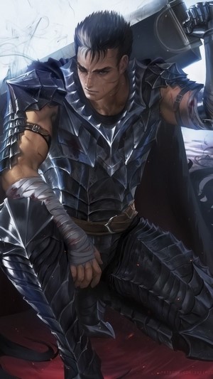 Guts from Berserk in armor with sword