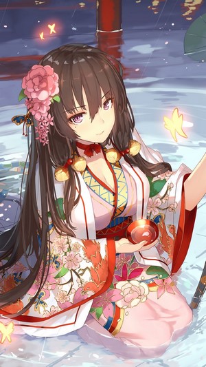 Anime Girl in Kimono with Katana