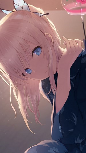Anime, Girl, Blonde, Kimono, 4k