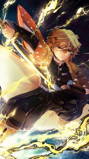 Zenitsu, (Kimetsu no Yaiba), Lightning, 4k