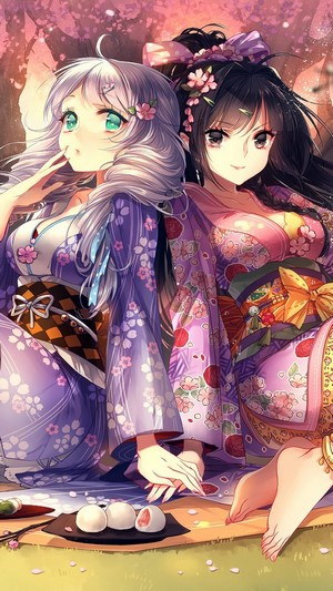Kiana and Raiden from Honkai Impact 3rd in Kimonos
