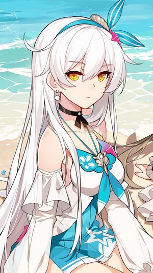 Anime Girls, Beach, Honkai Impact 3rd, Kiana, Rita, Seele, 4k