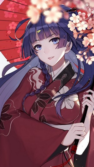 Anime, Girl, Kimono, Cherry Blossom, Honkai Impact 3rd, Raiden Mei, 4k