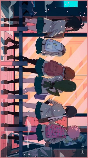 Girls from My Hero Academia in school uniforms