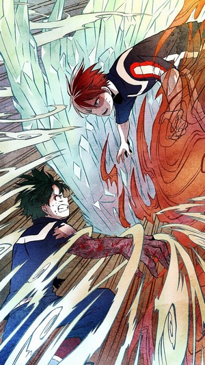 Izuku Midoriya vs Shoto Todoroki from My Hero Academia 4K