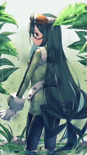 Tsuyu Asui from My Hero Academia in the rain