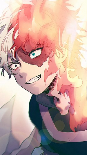 Shoto Todoroki from My Hero Academia with Fire