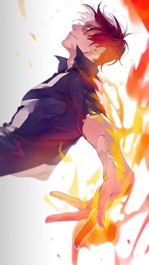 Shoto Todoroki from My Hero Academia with Flames