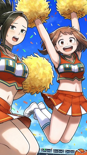 Momo Yaoyorozu and Ochaco Uraraka from My Hero Academia as Cheerleaders