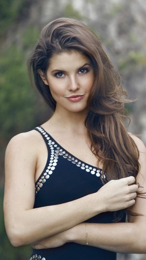 Amanda Cerny in black dress