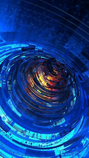 Abstract Blue and Orange Spiral Digital Art 4K