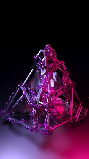 Abstract Pyramid with Purple Liquid Sculpture 4K