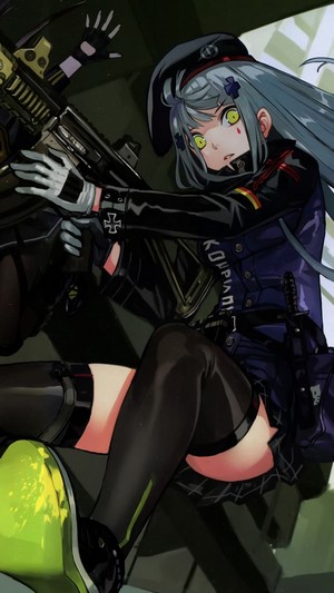 UMP45 from Girls' Frontline holding a rifle
