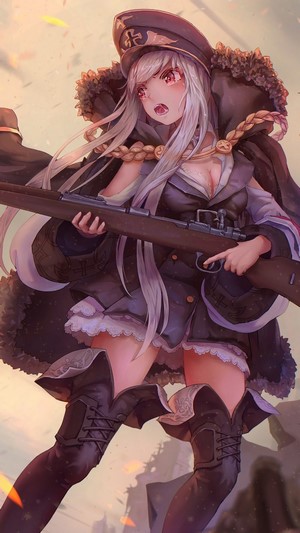 Anime girl with rifle from Girls Frontline 4K