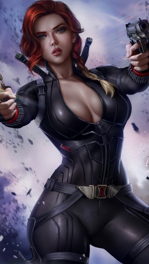 Black Widow with Guns 4K