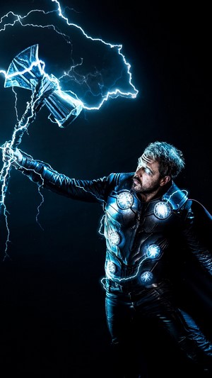 Thor, Stormbreaker, Lightning, 4k