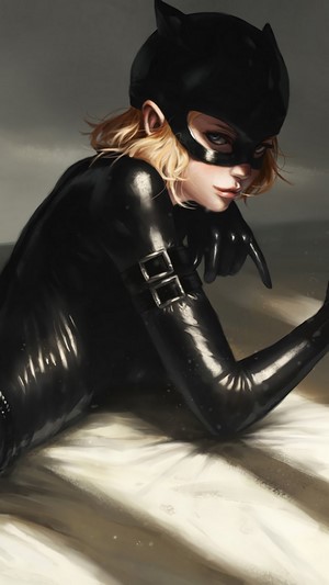 Cat Woman in Black Latex Suit 4K