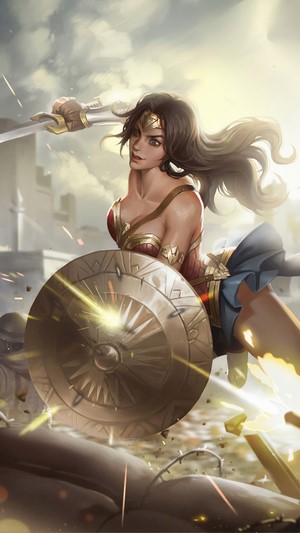 Wonder Woman with Sword and Shield 4K
