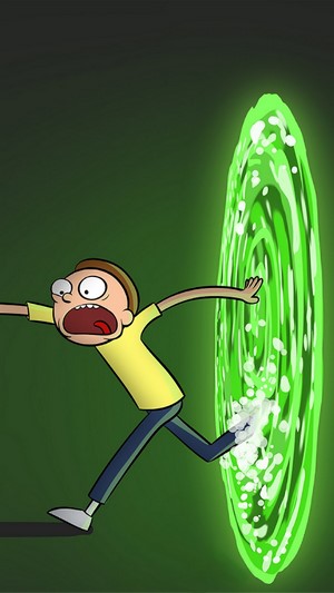 Morty from Rick and Morty entering a portal 4K