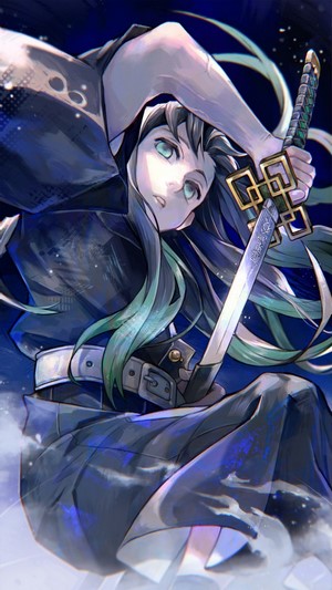 Muichiro Tokito, Katana, (Kimetsu no Yaiba), 4k