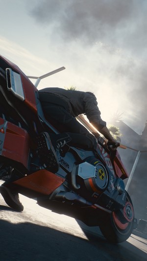 Motorcycle rider in Cyberpunk 2077 4K