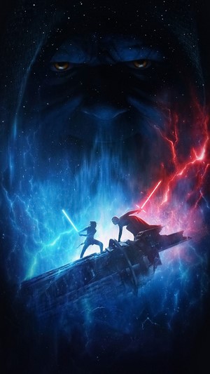 Rey and Kylo Ren duel before Darth Sidious in Star Wars