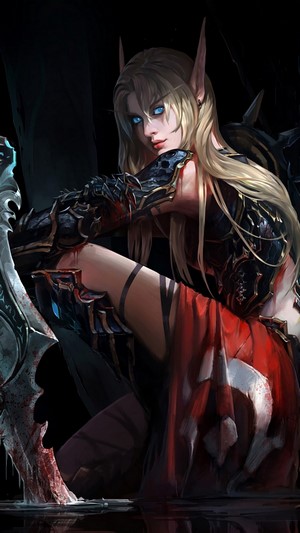 Elf warrior with sword in dark fantasy setting 4K