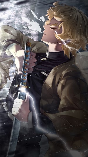 Zenitsu Agatsuma from Demon Slayer with Lightning and Katana 4K