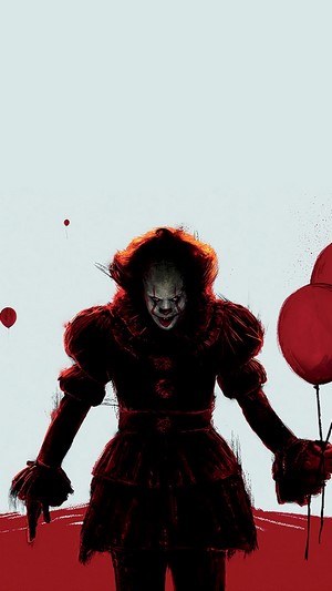 Pennywise the Clown from It Chapter 2 with Red Balloons 4K