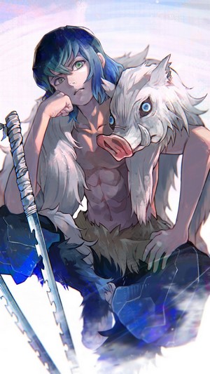 Inosuke Hashibira, Boar Mask, Kimetsu no Yaiba, 4k