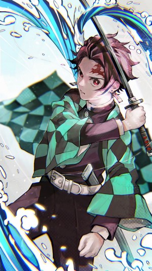 Tanjiro Kamado, Katana, Kimetsu no Yaiba, 4k