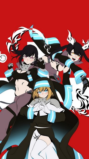 Maki, Iris, and Tamaki from Fire Force 4K