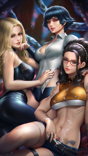 Devil May Cry 5, Girls, Lady, Trish, Nico, 4k