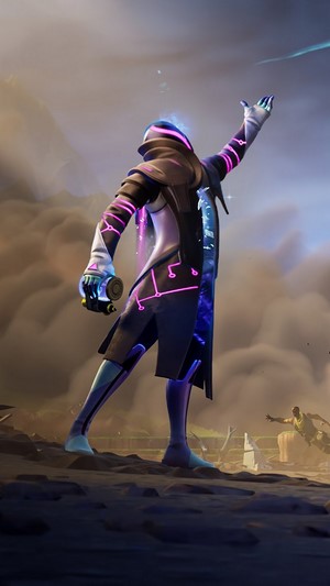 Fortnite character with glowing accents