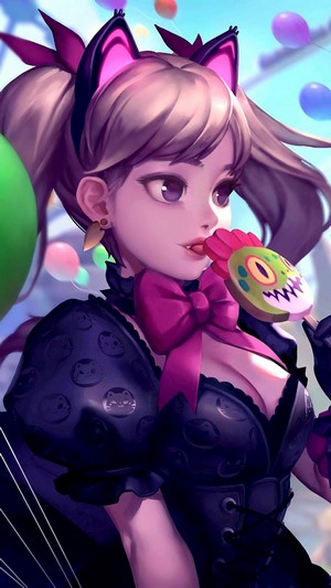 D.Va from Overwatch with Black Cat ears and balloons