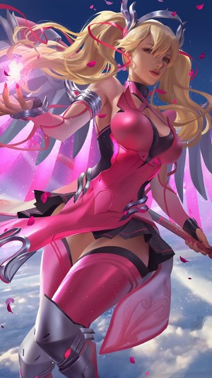 Mercy from Overwatch in Pink 4K