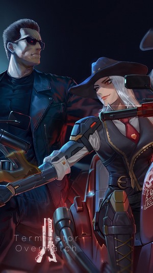 Ashe and Terminator from Overwatch 4K