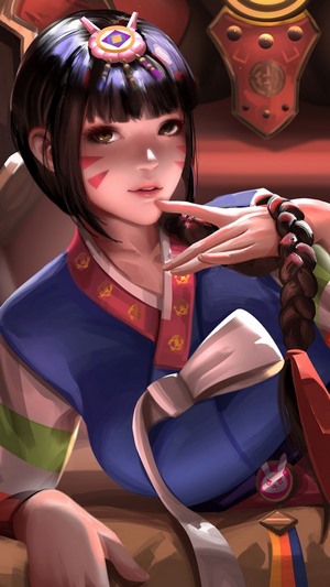 D.Va from Overwatch in traditional Korean attire