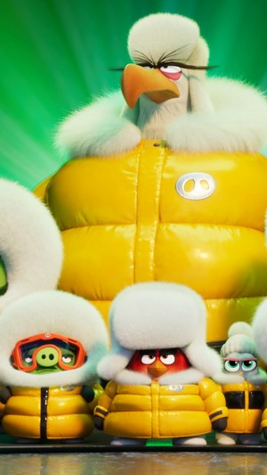 The Angry Birds Movie 2 characters in yellow jackets